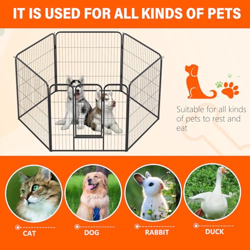 FDW Dog Playpen Dog Pen Dog Kennel 6 Panels 32 Inch Height Indoor Outdoor Folding Metal Portable Puppy Exercise Pen Heavy Duty Dog Fence for Yard Camping,Black - style: 6 Panels