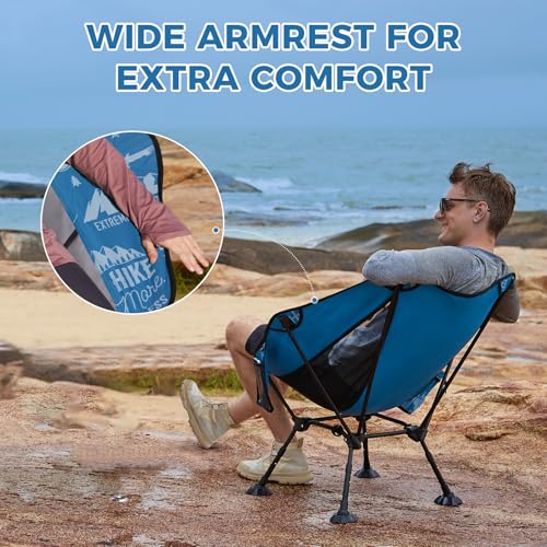 ATEPA UFO3.0 Ultralight Backpacking Chair, 330 lbs Heavy-Duty Aerospace Aluminum Folding Camp Chair with Hexagon Ergonomic Seat Anti-Sink Feet, Compact Portable Outdoor Gear for Hiking Fishing, Blue - color: Blue Trail Pro- 1 Pack