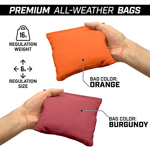 GoSports 4 ft x 2 ft Regulation Size Wooden Cornhole Boards Set - Includes Carrying Case and Bean Bags (Choose Your Colors) Over 100 Color Combinations - color: Burgundy & Orange