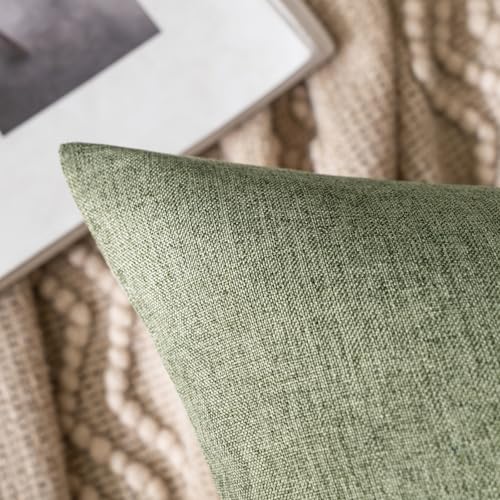 MIULEE Pack of 2 Decorative Outdoor Solid Waterproof Throw Pillow Covers Faux Linen Garden Farmhouse Cushion Cases for Patio Tent Balcony Couch Sofa 16x16 Inch Dark Green - color: Dark Green, size: 16" x 16" (Pack of 2)