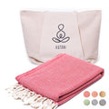 ATANI 69x35 in Oversized Turkish Beach Towel Set with Tote Bag – Quick-Dry 100% Turkish Cotton Peshtemal, Sand-Resistant, Lightweight for Shower, Travel, Pool, Yoga (Red) - color: Red + Bag, size: 35 inc x 69 inc