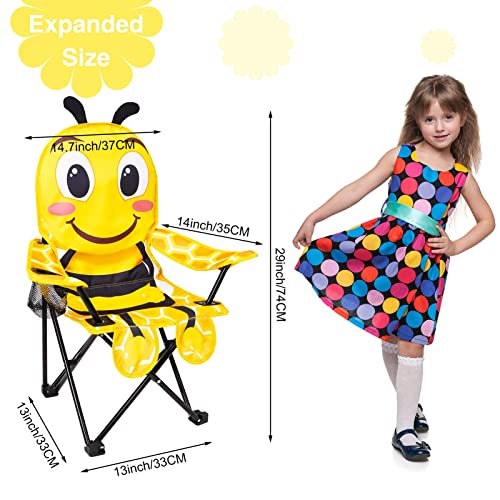 KABOER Kids Outdoor Folding Lawn and Camping Chair with Cup Holder and Carrying Bag, Children's Camping Chairs - color: Bee