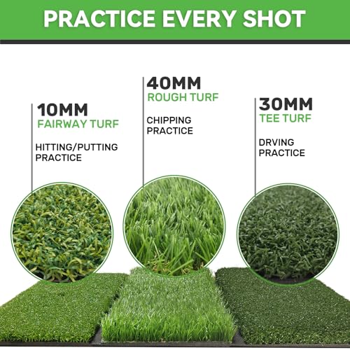 COSPORTIC Golf Hitting Mat, Golf Training Mat for Swing Path Feedback Detection Batting,Extra Replaceable Golf Practice Mat, Golf Gifts for Men Women for Home Indoor Outdoor - color: Tri-Turf mat