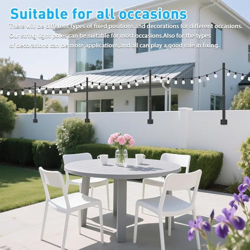 NUERPO 10 Pack String Light Poles,2.8Ft Metal Poles for Outdoor String Lights,Outdoor Light Poles with Post,Poles/Stand for Outside,Patio,Deck,Backyard,Garden Wedding,Party - size: 10 Pack 2.8FT String Light Pole