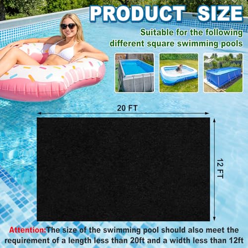 12 x20Ft Rectangular Pool Liner Pad for Above Ground Swimming Pools,250g/㎡ Heavy Duty Pool Ground Mat Under Pool Pad, Durable Pools Bottom Liner Protector to Prevent Puncture and Extend Liner Life - size: 20' x 12' (Rectangular)