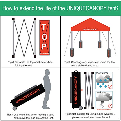 10'x10' Pop Up Canopy Tent Commercial Instant Shelter with Heavy Duty Roller Bag, 4 Canopy Sand Bags, 10x10 FT Black - color: Black