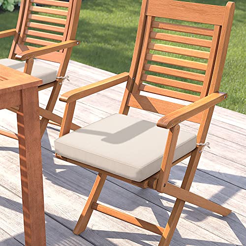 Magpie Fabrics Indoor Outdoor Waterproof Square Chair Cushion, 18" x 18" x 2.5", 2 Pack, Water Resistant Seat Cushions, for Patio Garden Office, Beige - color: Beige