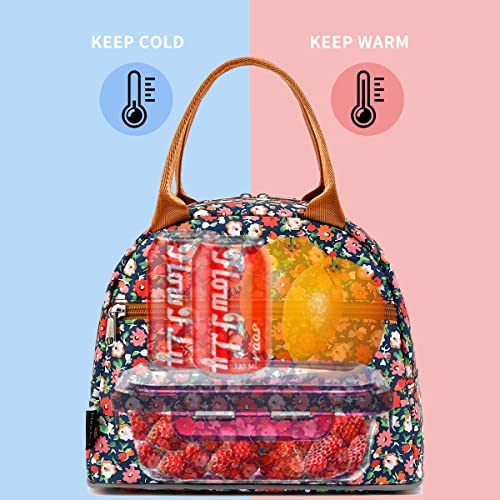 FlowFly Insulated Lunch Cooler Bag - Tote Bag Organizer for Women/Men, Floral#Red - color: Floral#Red