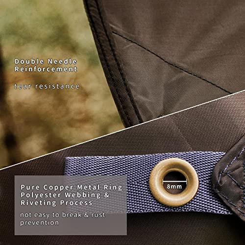 Unigear Hexagon Hammock Rain Fly,15x14FT/12x10FT Multifunctional Waterproof Camping Tarp,Lightweight and Compact Tent Tarp for Backpacking, Hiking, Traveling - color: Brown, size: 12 X 10 Ft