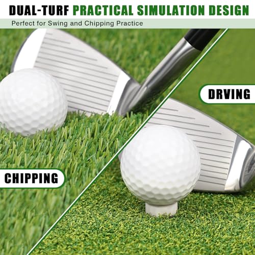 Premium Golf Hitting Mat, 10mm Foam Padding with Rubber Backing Golf Mat, Golf Practice Mat for Indoor and Outdoor Training - style: Large Dual-Turf Mat