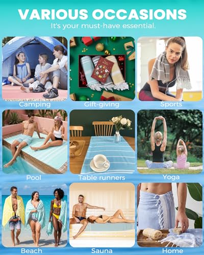 6 Packs Oversized Turkish Beach Vacation Essentials Bath Towel Set Bulk Extra Large Sand Free Quick Dry Swim Camping Pool Clearance Towels Travel Blanket Adult Stripe Proof Cloud Men Women Adult - color: Tw Multicolors Beige, size: 72 X 36 Inch