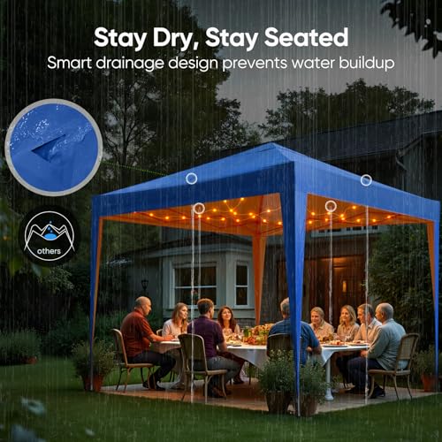 Quictent 10x10 Pop Up Canopy Tent Without Sidewall, Instant Setup Gazebo for 1 Person, Portable & Compact, Waterproof & UV Protection, Ideal for Camping, Beach, Parties, and Outdoor Events - color: Blue, size: 10x10 without Sidewall