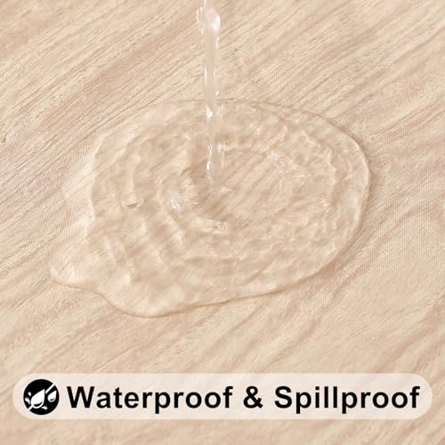 Smiry Square Table Cloth Cover, Waterproof Elastic Fitted Picnic Tablecloth, Wipeable Flannel Backed Vinyl Tablecloths for Camping, Dining, Outdoor (Beige Wood, 24" x 24") - color: Beige, size: 24" x 24" (Square)