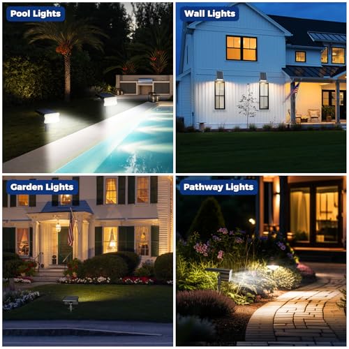 HGGH Solar Lights Outdoor Waterproof IP67, 60 LED 3 Lighting Modes Solar Spot Lights Outdoor for Yard Garden Pathway Landscape, Auto On/Off, Function 2 in 1(Cool White, 4 Pack) - color: Cool White