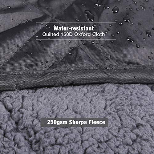 REDCAMP 79"x79" Large Warm Camping Blanket Waterproof & Windproof with Fleece Lining, Outdoor Blanket for Cold Weather Stadium Picnic Travel, Machine Washable Black - color: Black&grey/79"x79"