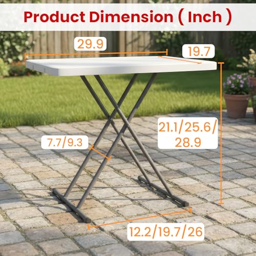PayLessHere | 30 Inch Folding Table | Foldable Tray Table | Waterproof & Foldable Table Design | Small Desk Adjustable Height | White | for Events, Camping, Indoor & Outdoor Use - color: White, size: 30"