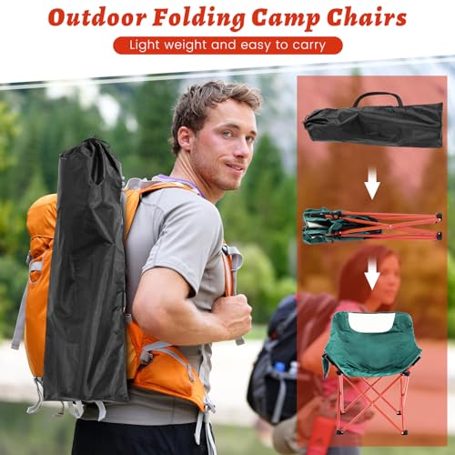FairySandy 6 Pack Portable Camping Chairs Compact Backpacking Chairs Folding Camp Chairs for Adults Ultralight Camping Chair with 6 Carry Bag for Hiking, Beach, Fishing, Orange and Green