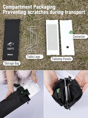 WildCall Mini Solo Folding Table with Gas Connector Ultralight Compact with Carry Bag for Backpacking, Camping, Hiking, Beach - color: Silver+connectors