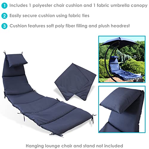 Sunnydaze Outdoor Hanging Lounge Chair Replacement Cushion and Floating Umbrella Fabric Only - Curved Swing Chair Cushion Replacement - Navy Blue - color: Navy Blue