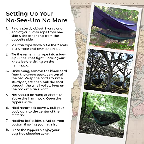 Hammock with Mosquito Net - Fully Reversible Bug Free Hammock Tent, Extra Large Sleeping Space, Bug Proof Netting & Suspension - Change The Way You Camp with Hammock Bliss Quality - No-See-Um No More