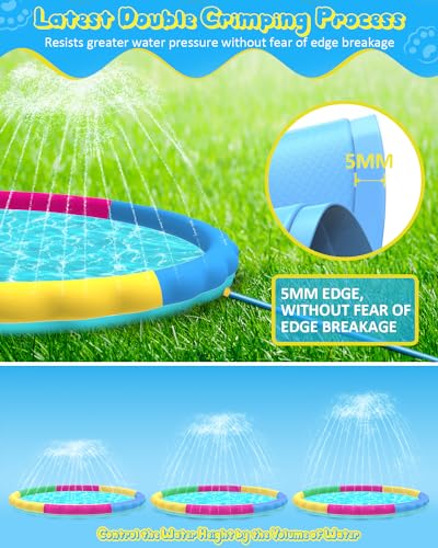 Raxurt Splash Pad, 97 Inch Splash Sprinkler Pad for Kids Dogs Thickened Durable Dog Pool Bath Pool Pet Summer Outdoor Water Toys, Colorful - color: Colorful, size: 97in