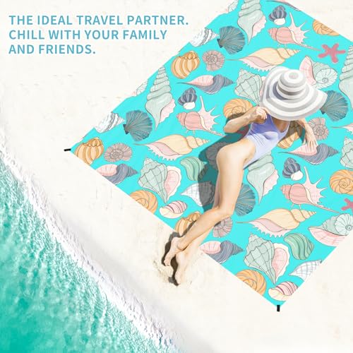 Beach Blanket 78''×81'' Suits 1-5 Adults Waterproof Sandproof Oversized Waterproof Lightweight Durable Beach Blanket Large Picnic Mat for Travel Camping Picnic - color: Conch, size: 78''x81''