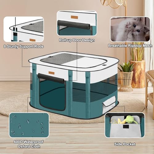 Dog Playpen - Foldable Cat Play Pens for Pubby,Kitten, Rabbit,Portable Pet Tent with Carring Bag for Indoor/Outdoor Travel Camping (Blue-Large) - color: Blue, style: Large
