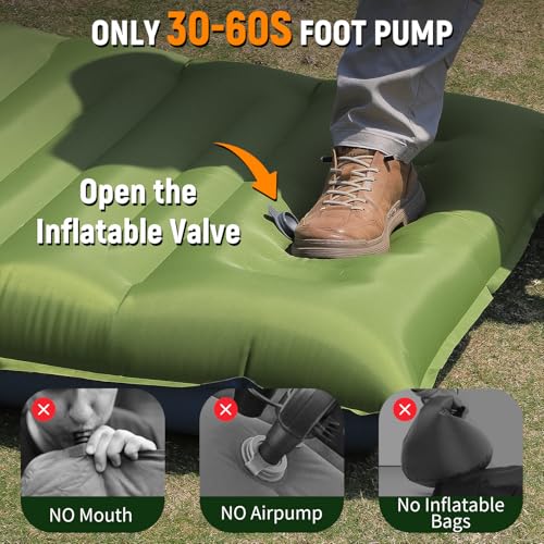 Myxslop Camping Sleeping Pad, Thick 5 Inch Camping Mat with Pillow Built-in Foot Pump Ultralight Inflatable Sleeping Pads for Camping, Backpacking, Hiking, Tent - color: Green