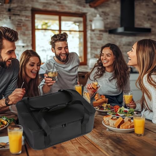 Bodaon Insulated Casserole Carrier Bag, Fits 9x13 and 11x15 Inch Baking Dish with Lid, Casserole Carriers for Hot or Cold Food for Transport, Thermal Lasagna Potluck Warmer Travel Tote, Black - color: Black