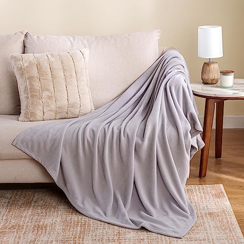 Berkshire Blanket Microfleece Throw Size Bed Throw Blanket Chateau Gray, Lightweight Soft Breathable Plush Micro Fleece Throw Blanket for Travel, Bed and Couch, 50x60 Inches - color: Chateau Gray, size: Throw/Throw XL