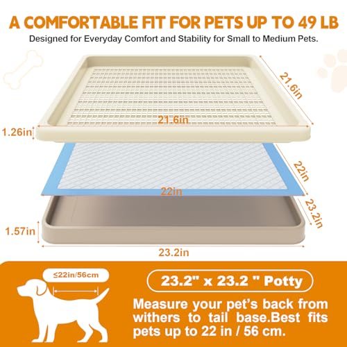 Dog Pee Pad Holder for Small and Medium Dogs, Two-Layer Mesh Dog Potty Tray, Indoor Puppy Pad Holder for Potty Training, Gentle on Paws, Easy-Clean Leak-Resistant Fits 22 × 22 Inches Pee Pads