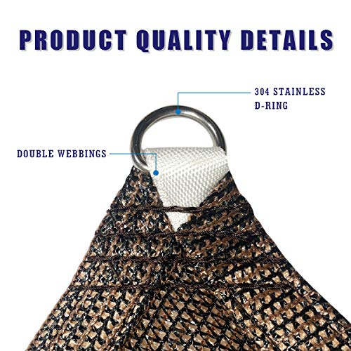 5' x 5' x 5' Brown Sun Shade Sail Triangle Canopy, 95% UV Blockage Awning Shelter Fabric Cloth Screen for Patio Outdoor Backyard - Heavy Duty Commercial Grade (Custom Size - Made in USA) - color: Brown, size: 5' x 5' x 5'