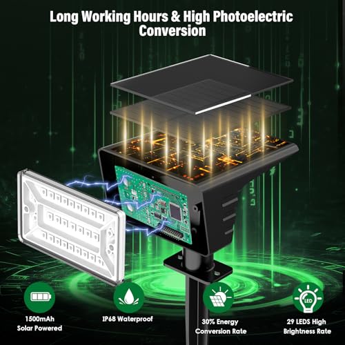 Solar Spot Lights Outdoor with 7 Lighting Modes RGB, 4 Pack Solar Color Changing Lights IP68 with 29 LED & Auto On/Off, Multicolor Outdoor Lights for Outside, Garden, Yard(Multicolor) - color: Multicolor, size: 4 Pack
