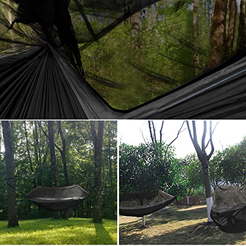 Gold Armour Camping Hammock - Camping Essentials, Double Hammock with Bug Net, Camping Gear Hammock for Outside, Hiking, and Travel (Black & Gray) - color: Black & Gray