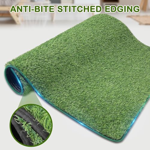 Artificial Grass for Dogs Potty, Reusable Pet Training Mat for Home and Travel, Washable Hemmed Edge Grass Pee Pad with Drainage Holes, Easy to Clean (19.8"x39.6") - size: 19.8"x39.6"