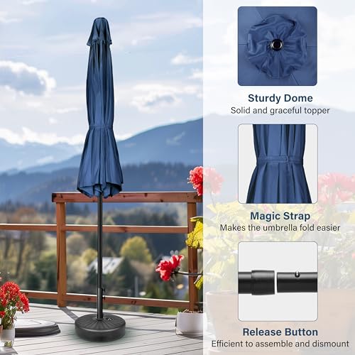 Simple Deluxe 7.5ft Patio Umbrella Outdoor Table Market Yard Umbrella with Push Button Tilt/Crank, 6 Sturdy Ribs for Garden, Deck, Backyard, Pool, Blue - color: Blue-New, size: 7.5ft