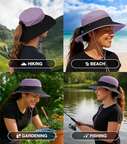 GearTOP Safari Hat for Men Sun Hats for Women UV Protection UPF 50+ Fishing, Gardening, Hiking Hat (22-23 1/2") - color: Purple Standard