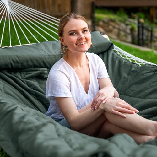 SUNCREAT Outdoor Double Hammock Pad, Soft Comfortable Polyester Pad, Olive Green - color: Olive Green