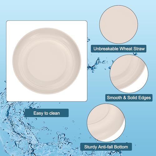 uxcell 8Pcs Plastic Plates Set, 8 Inch Unbreakable Dinner Plates Set Plastic Plates Reusable Dishwasher & Microwave Safe for Restaurants Kitchen Food Outdoor Camping, Ash Gray - color: Beige, size: 8"