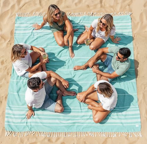 LANE LINEN Beach Towels Oversized - Beach Supplies, Turkish Beach Blanket with Lightweight Sand-Free Feel – 82"x82", Perfect for Poolside Lounging & Park Picnics – Hunter Green - color: 13: Hunter Green, size: Beach Blanket (80" x 80")