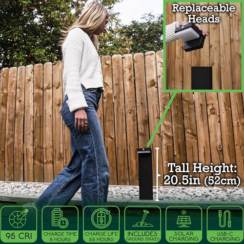 20.5" Solar Pathway Lights - Walkway Solar Lights for Outside - PIR Sensor & Two Lighting Modes - Rechargeable Battery Lasts Up to 55 Hours - 3000K - IP44 Weather Resistant - 2 Pack - size: 2 Pack Landscape Lights