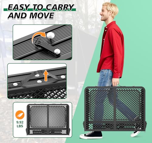 Folding Grill Table 30.3" Height Adjustable, Outdoor Camping Table with 2 Extra Desktops, 3x2 FT Portable Metal Grill Table for Outside for Picnic BBQ Camping Beach - style: 30.3"H Grill Table