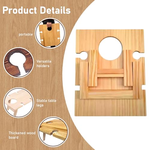 Picnic Table Portable Picnic Table Wooden 13x12x6 Folding with Wine Glass Holder Slot & Wine Bottle Holder Hole for Outdoor Lawn Garden Park