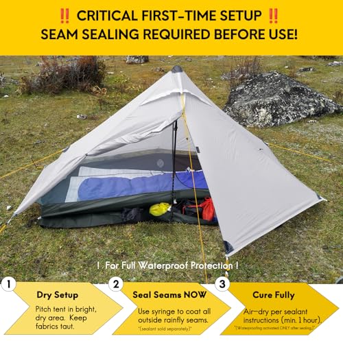 LANSHAN Ultralight Tent 3-Season Backpacking Tent for 1-Person or 2-Person Camping, Trekking, Kayaking, Climbing, Hiking - color: Pro 1-person, grey