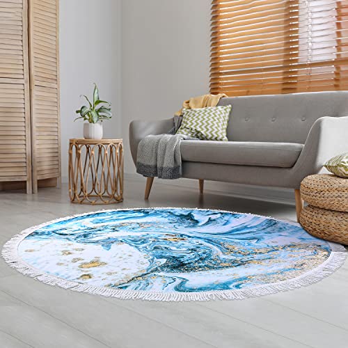 Benefeet Sox Beach Towel Large Round Mandala Pool Towels Tassels Microfiber Quick Dry Beach Blanket Throw Bohemian Roundie Swim Pool Circle Towel, 59 Inches - color: Blue Marble Liquid Quicksand