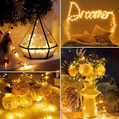 Minetom 12 Pack Fairy Lights Battery Operated String Lights - 7ft 20 LED Waterproof Silver Wire Firefly Light Waterproof for DIY Crafts Wedding Décor Table Mason Jars Party - size: 12 Pack - Warm White