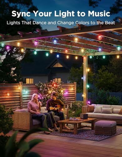Govee Clear Bulb Outdoor String Lights, 96ft RGBWIC Dimmable Patio & Backyard Lights with 30 LED Bulbs, 111 Modes, IP67 Waterproof & Shatterproof, Works with Alexa, Google & Matter - size: 96ft