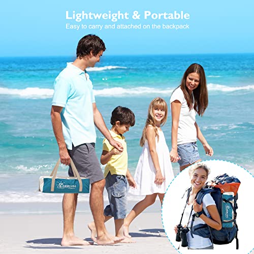 COMMOUDS Beach Tent Sun Shade for 3/4/6/8 Person, UPF 50+ Beach Sun Shelter Canopy Tent, Lightweight, Easy Set Up and Carry - color: Silver, size: 3 Person