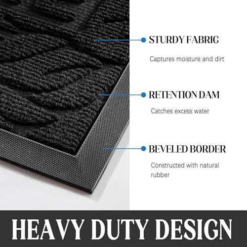 Yimobra Large Welcome Mat 60x36, Waterproof Non-Slip Outdoor Mats for Front Door Outside Entrance, Low-Profile Entryway Mat Indoor for Garage Patio, Black - color: Black, size: 60x36 Inch
