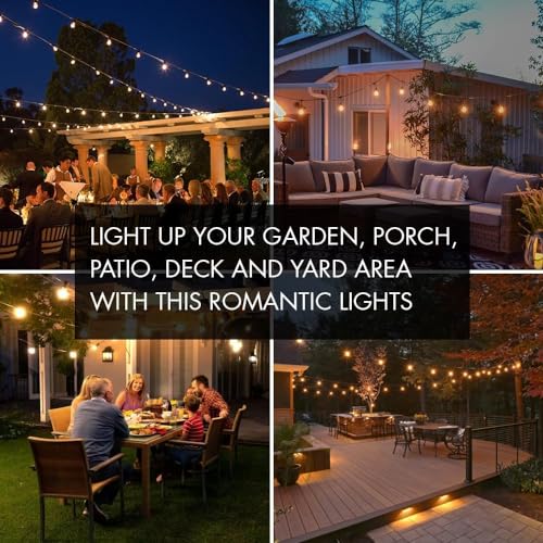 Banord 51FT Outdoor Shatterproof LED String Lights, Waterproof 17 Hanging Sockets with 18 x Dimmable LED Bulb Garden Light String, Waterproof Vintage Patio Lights for Wedding Party - size: 1 Pack 51FT